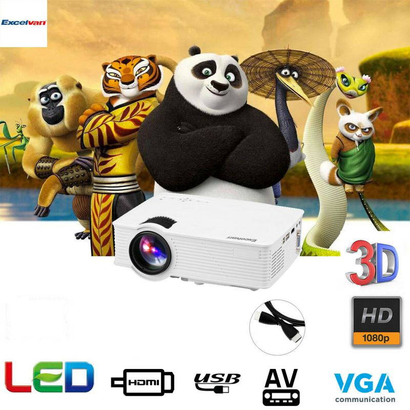 7000 Lumens 1080P FHD LED LCD Home Theater Projector 3D HDMI USB SD AV VGA US