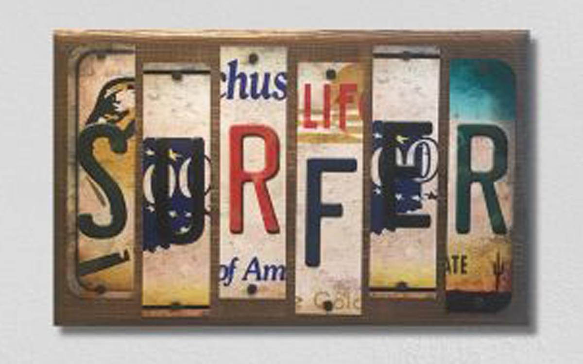 Smart Blonde Surfer License Plate Strips Novelty Wood Sign WS-094 - 1.5" x 6" Strips