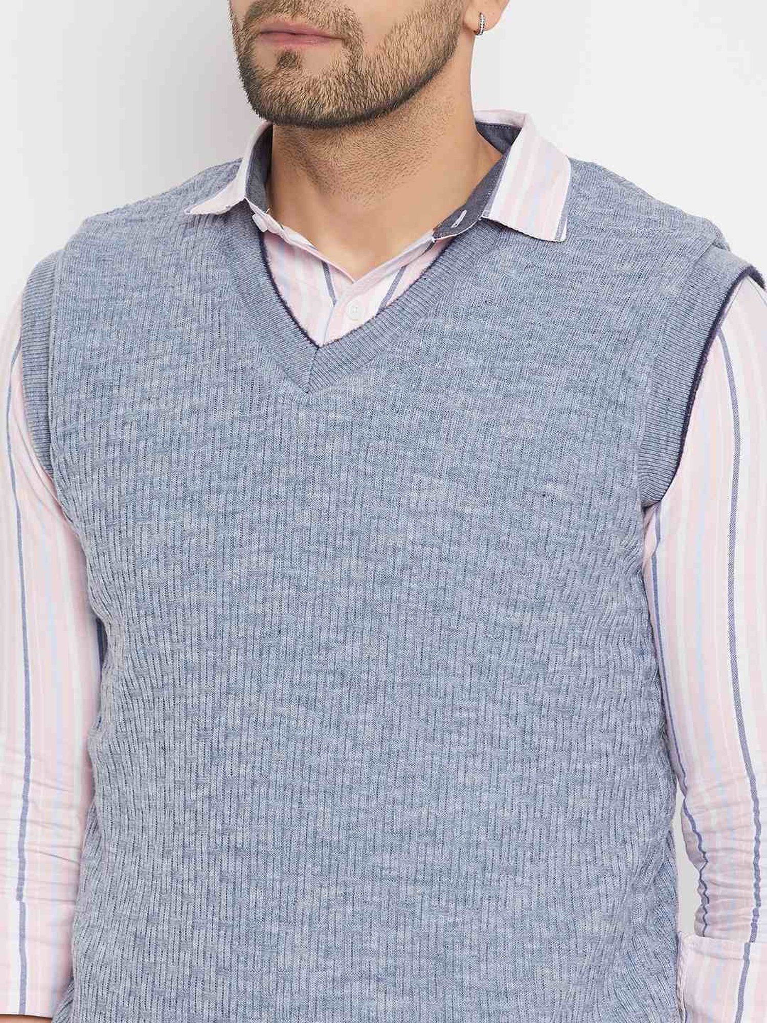 Duke Navy & Blue Mix Regular Fit Self Pattern Reversible Sweater