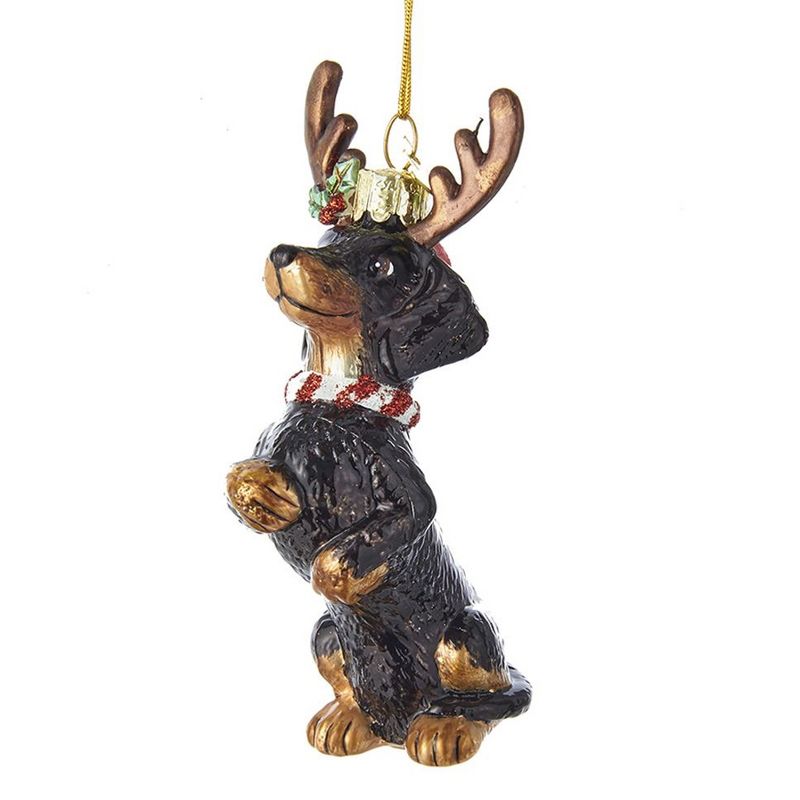 Noble Gems 3.5" Dachshund With  Antlers Ornament Holiday  -  Tree Ornaments