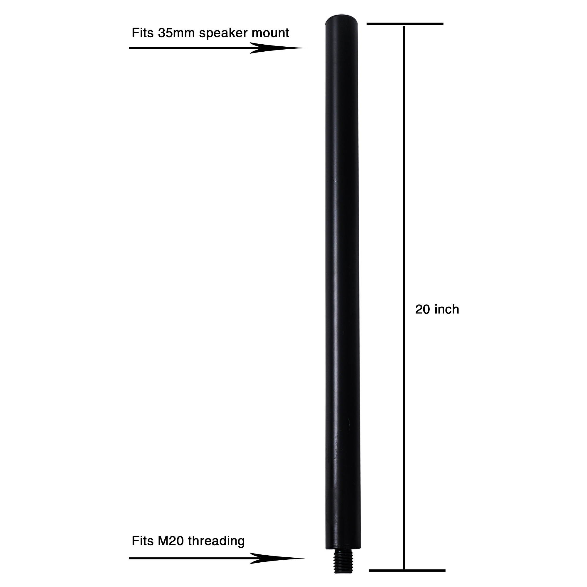 Sound Town 2-Pack Subwoofer/Speaker Extender Poles, Fits M20 Threading, Black (STSD-M20B-PAIR)