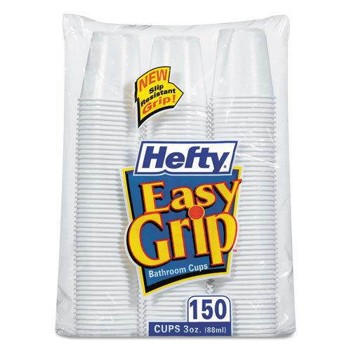 "Easy Grip Disposable Plastic Bathroom Cups, 3oz, White, 150/pack"