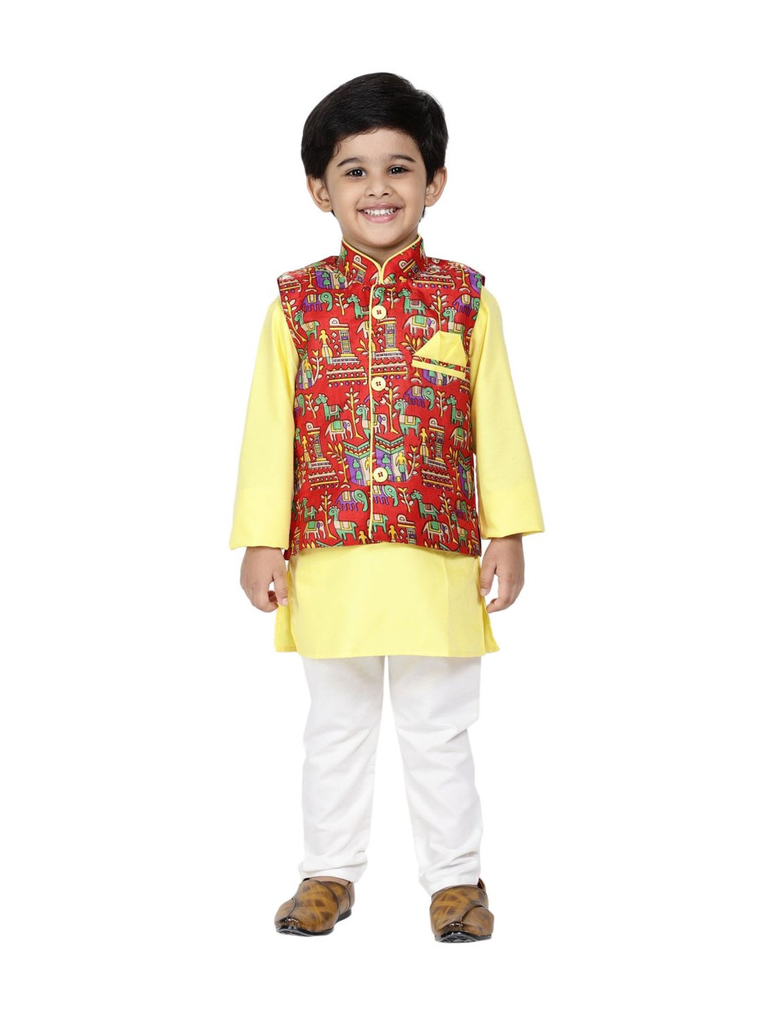 VASTRAMAY Kids Pink & White Floral Print Kurta Set