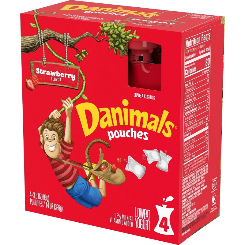 Dannon Danimals Strawberry Kids' Yogurt Pouches - 4pk/3.5oz pouches