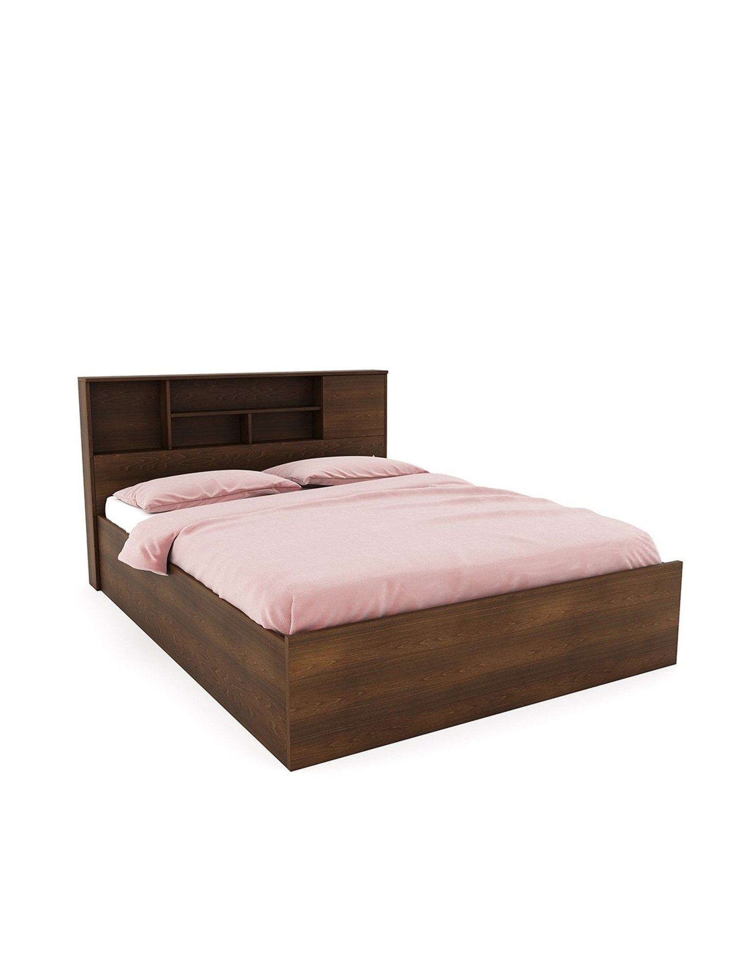 Nilkamal Mozart Walnut Brown Engineered Wood Queen Bed with Storage