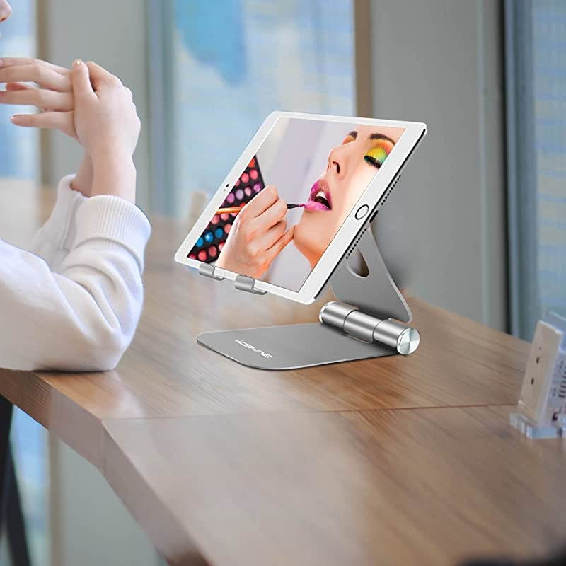 Adjustable amp Foldable Desktop Cell Phone Stands Cell Phone Holder Tablet Stand Advanced Universal Aluminum Stand Holder for Mobile Phone and Tablet Up to 13 inch Space Grey