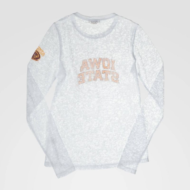 NCAA Iowa State Cyclones Long Sleeve Burnout Crew Activewear T-Shirt - White L