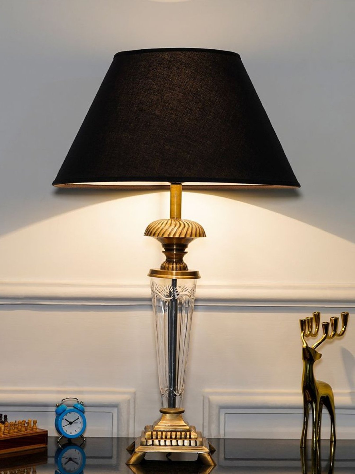 Kapoor Lamp Shades Brass Antique & Black Brass Provence Cotton Shade Table Lamp