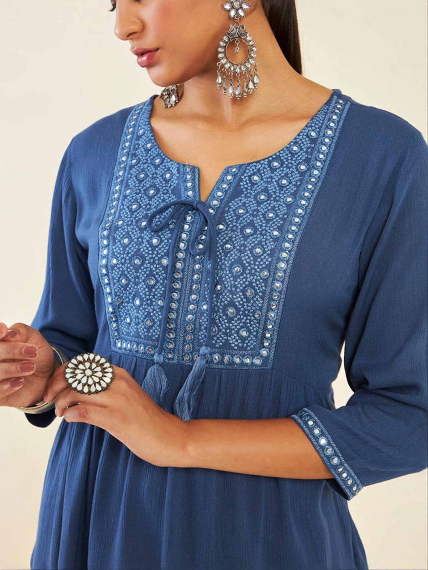 Soch Blue Embroidered Tunic