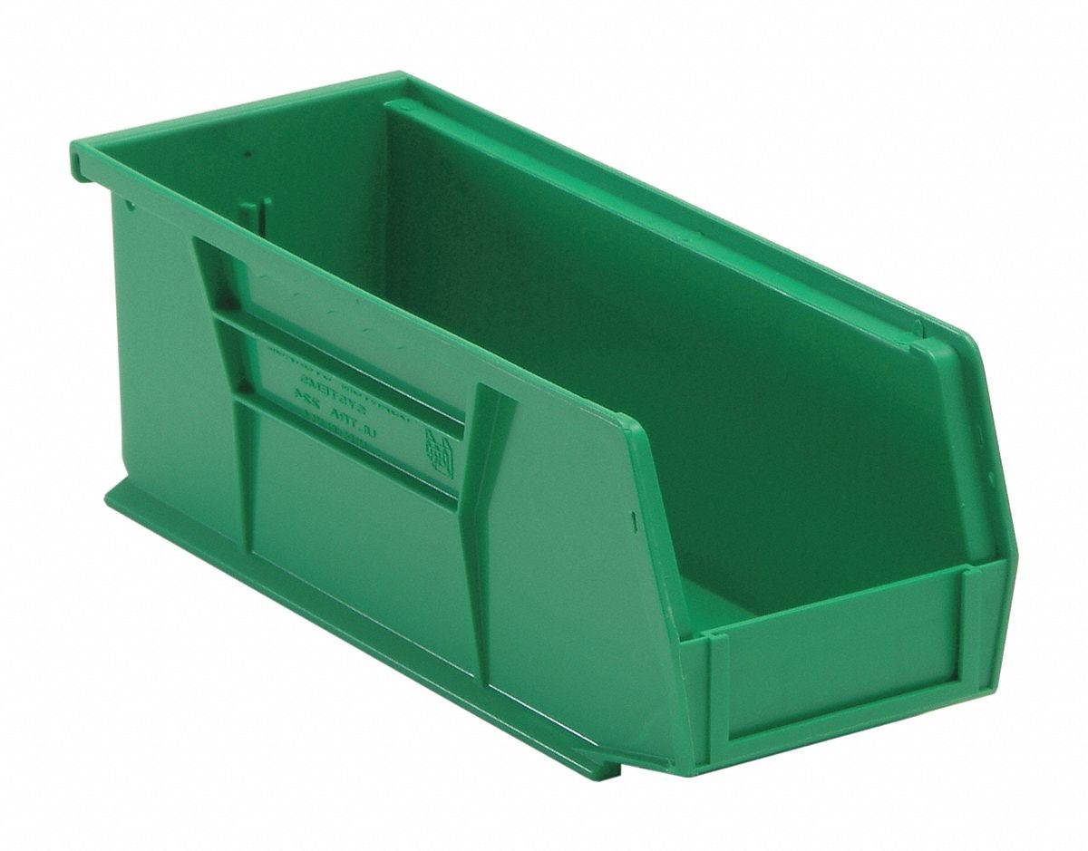 QUANTUM STORAGE SYSTEMS QUS224GN Green Hang and Stack Bin, 10-7/8"L x 4-1/8"W x