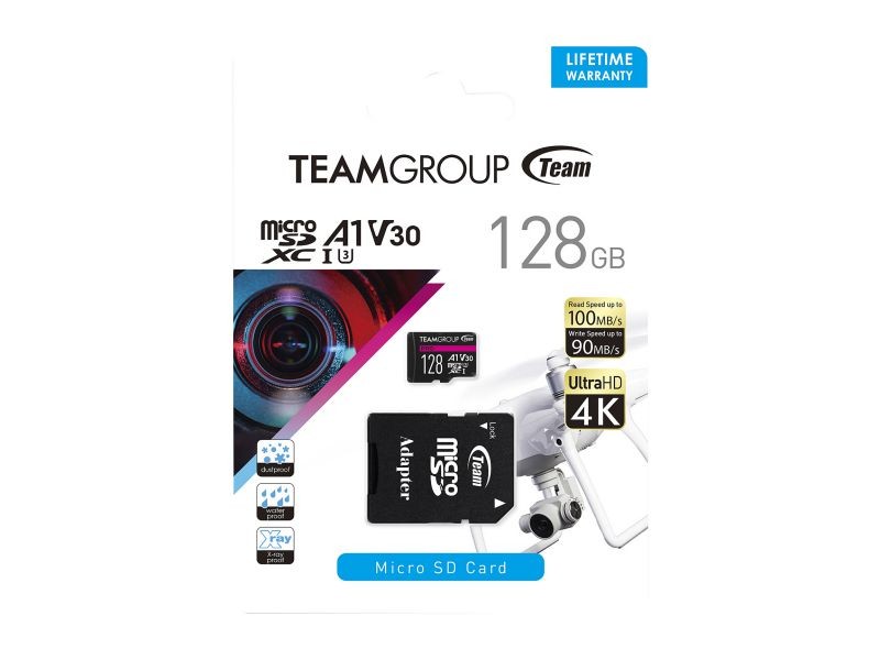 Team Group 256GB Micro SDXC PRO A1 U3 V30 Card Speed Up to 100MB/s (TPUSDX256GIV30A1P03)