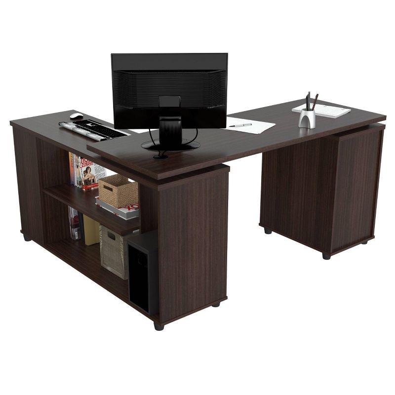 L Shaped Computer Work Station Espresso - Inval