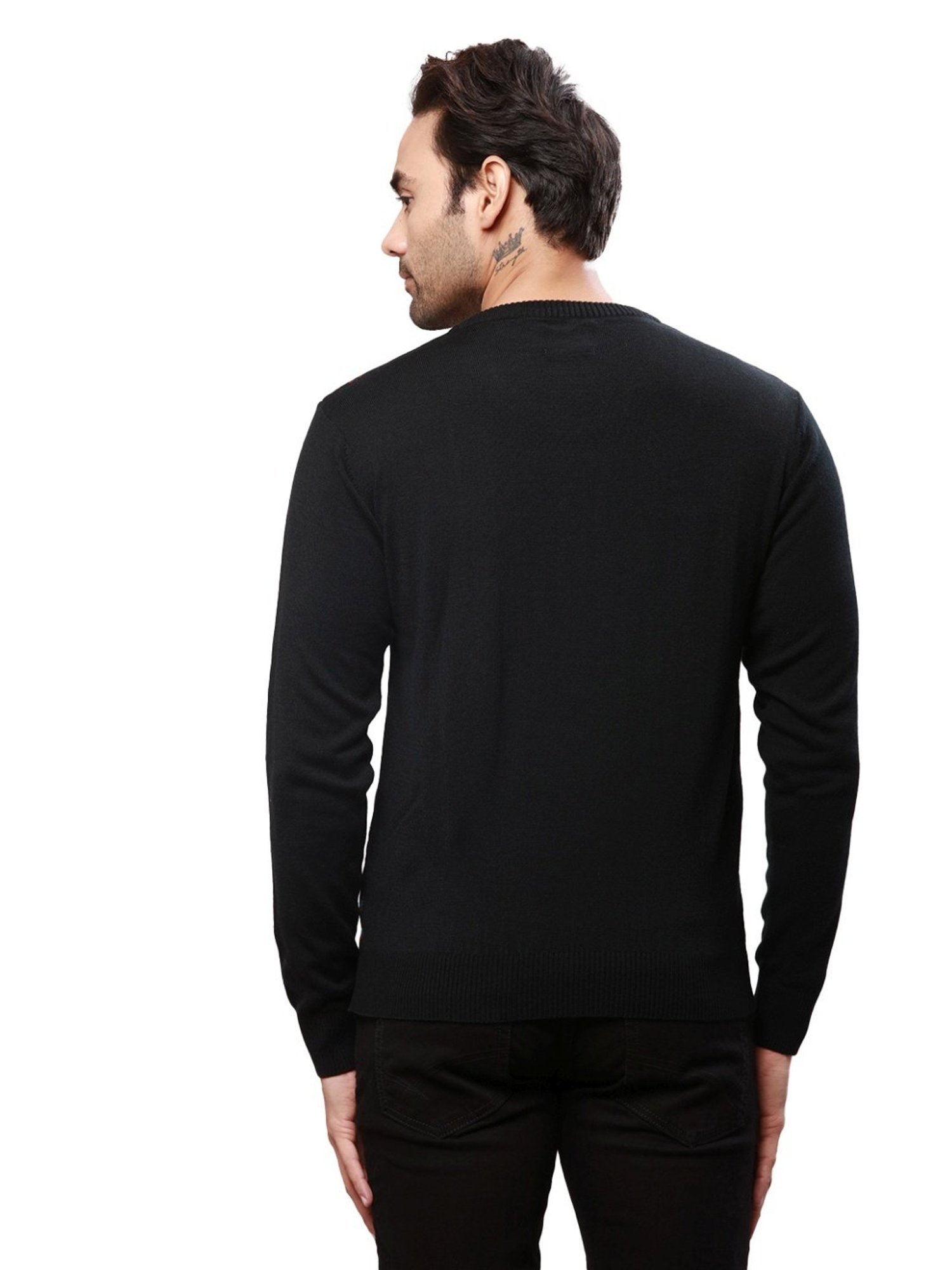 Raymond Blue Regular Fit Striped Sweater