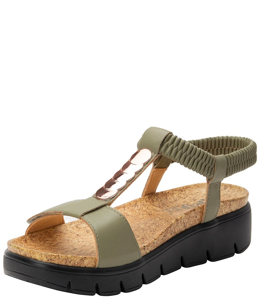 Alegria Harlie T-Strap Ankle Strap Platform Wedge Sandals