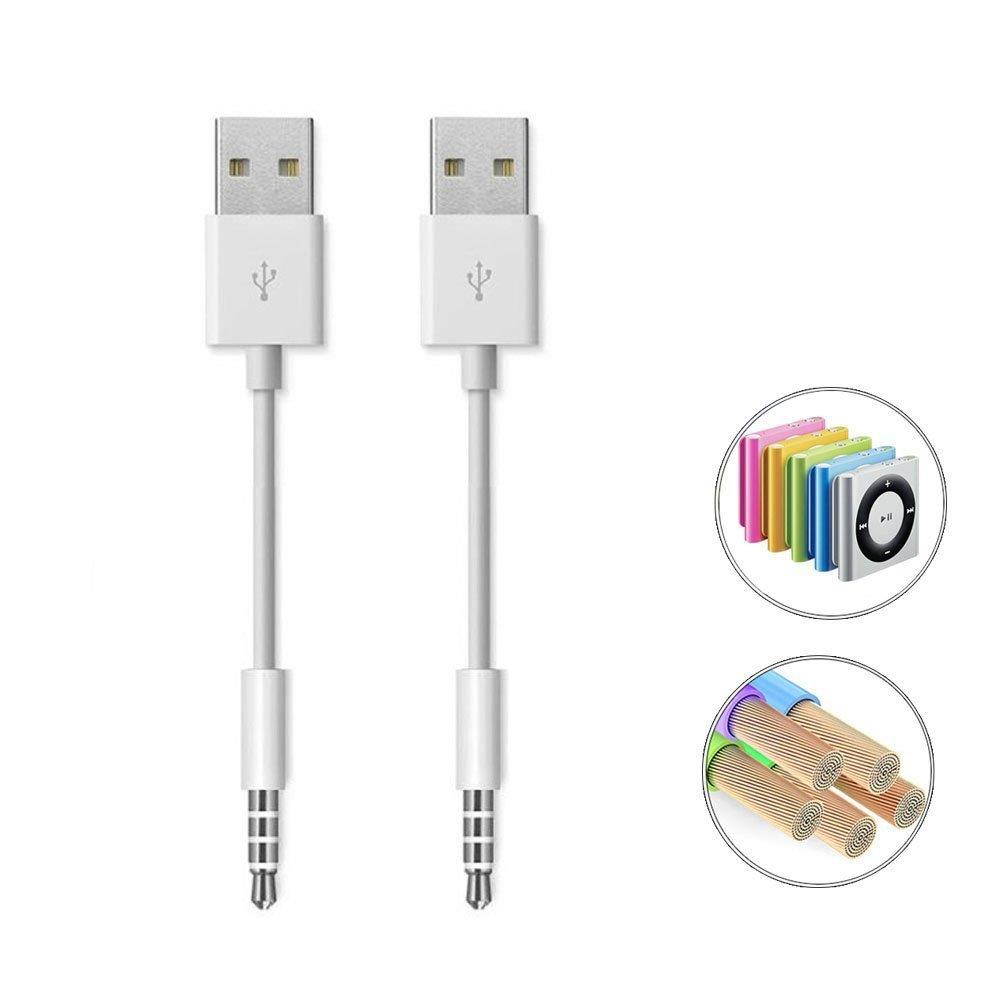 Amicable USB Date Cable Replacement for iPod Shuffle Charger Cable,(2-Pack) 3.5mm Jack/Plug to USB Power Charger Sync Data Transfer Cable for iPod Shuffle 3rd 4th 5th /6/7 Gen MP3