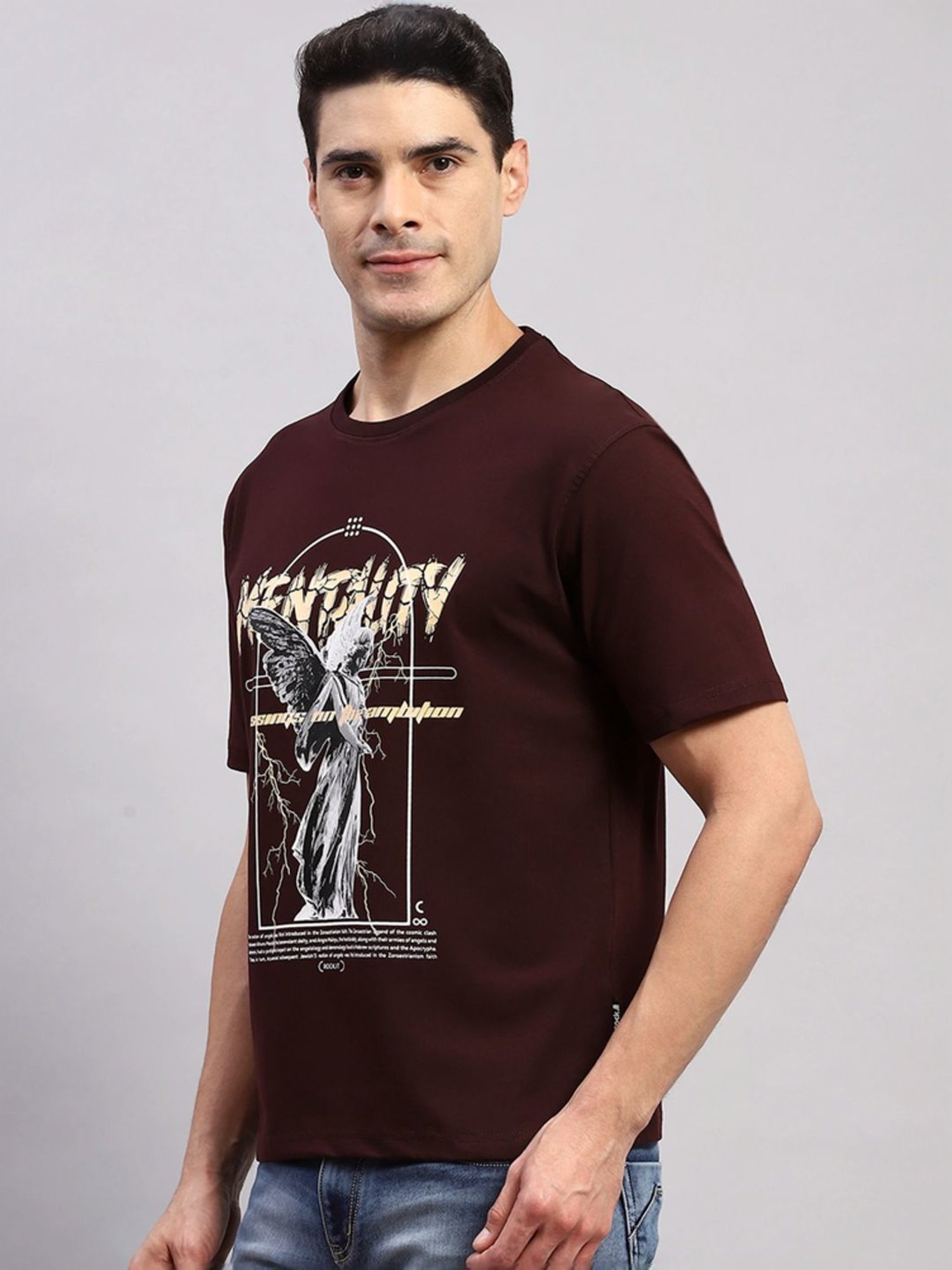Rock.It Wine Regular Fit Printed T-Shirt