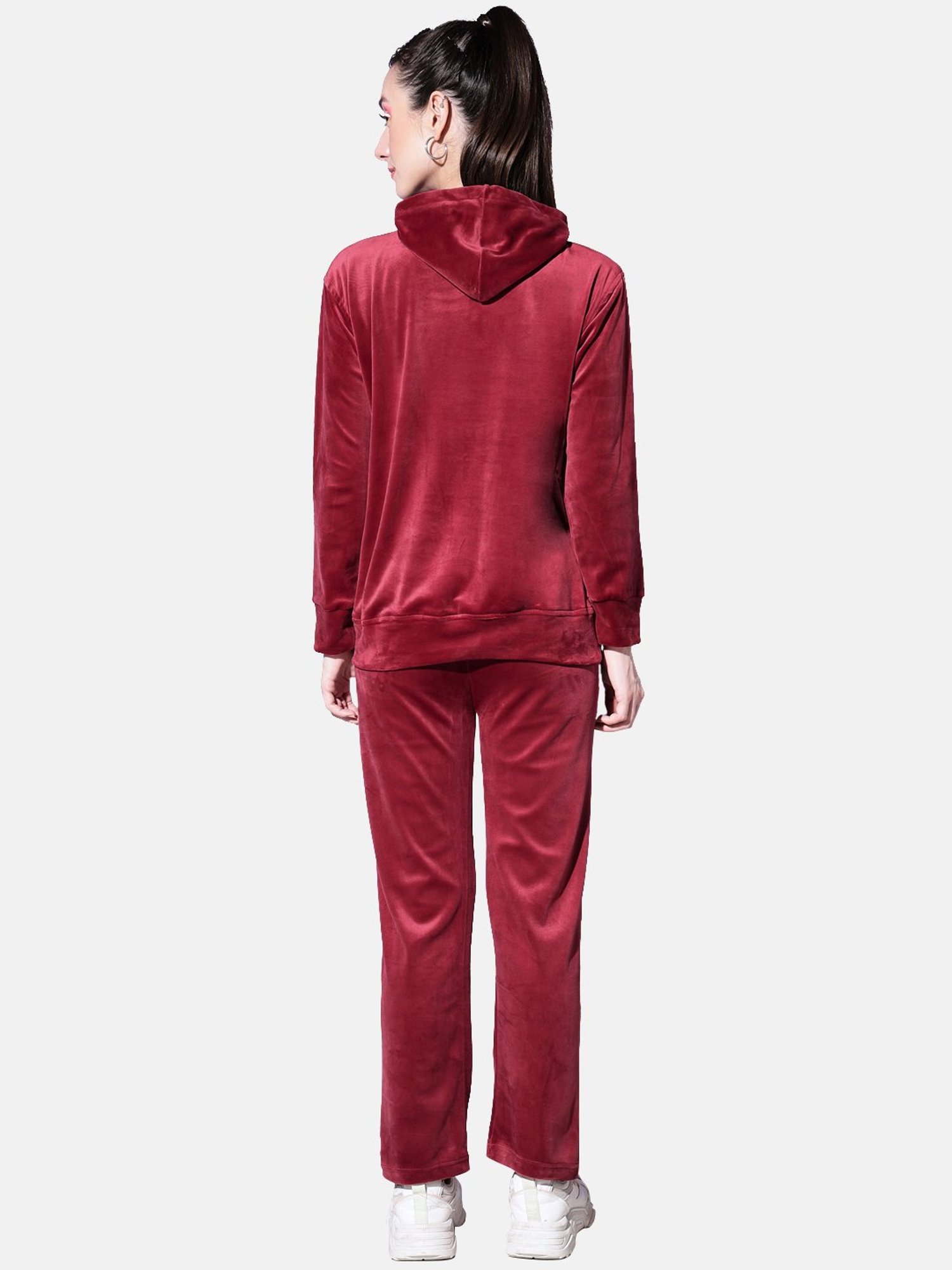 BUYNEWTREND Maroon Regular Fit Sports Tracksuit