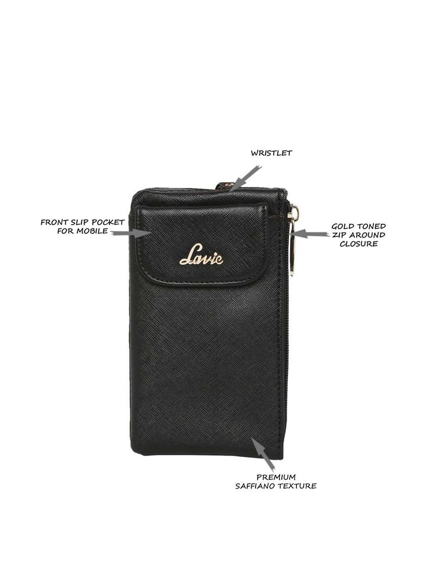 Lavie Black Solid Pouch