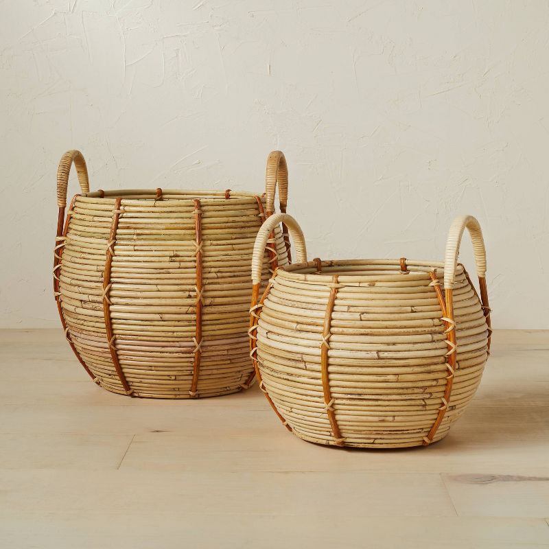 10" x 10.5" Round Rattan Basket with Handle Natural - Opalhouse™ designed with Jungalow™