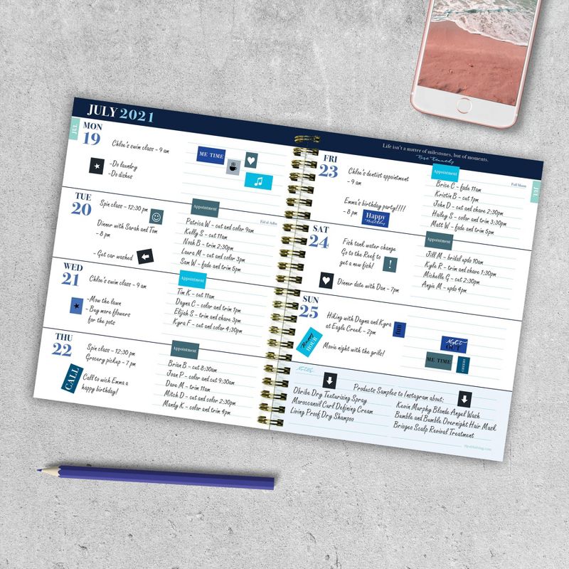 2021-22 Academic Planner 6" x 8" Dyed Stripes Daily/Weekly/Monthly - The Time Factory