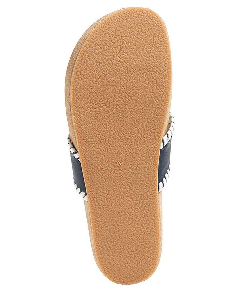 Jack Rogers Jacks Comfort Leather Whipstitch Detail Thong Sandals