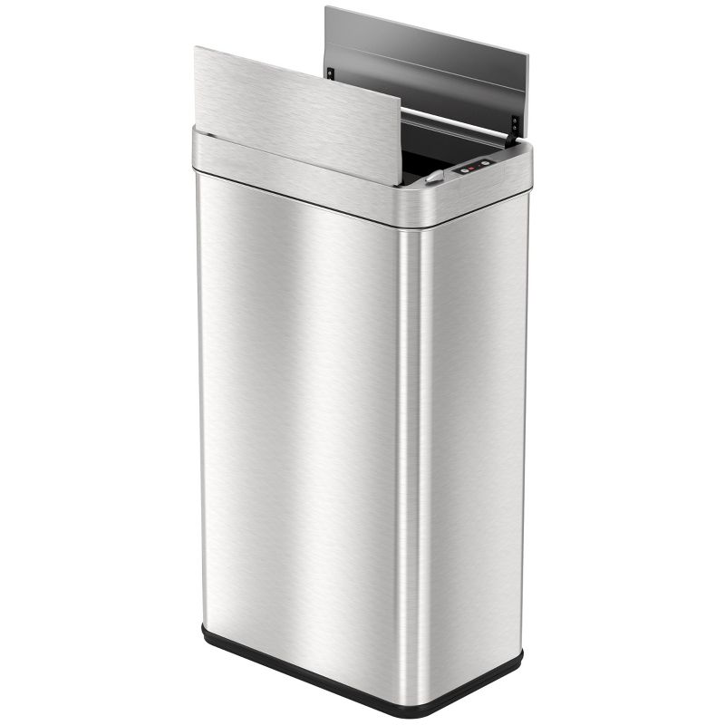 iTouchless Wings Open Lid Kitchen Sensor Trash Can with AbsorbX Odor Filter Rectangular 18 Gallon Silver Stainless Steel