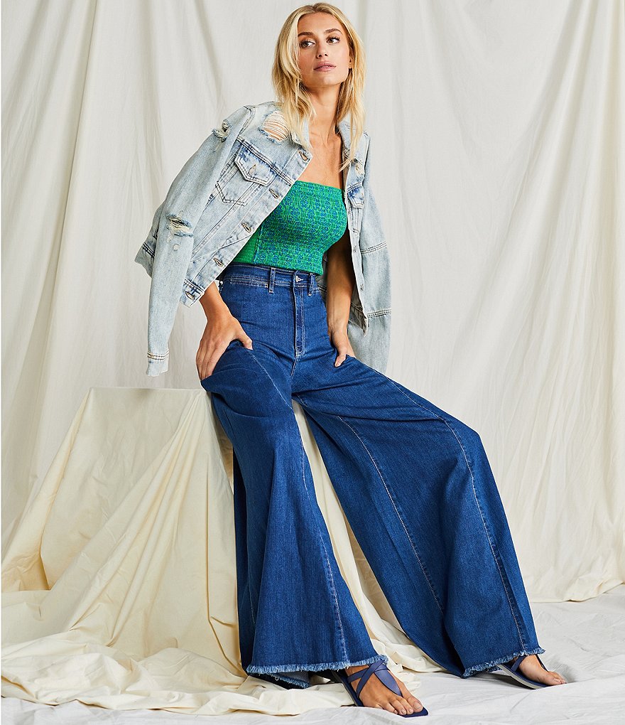 Free People In The Groove Geo Print Strapless Smocked Tube Top