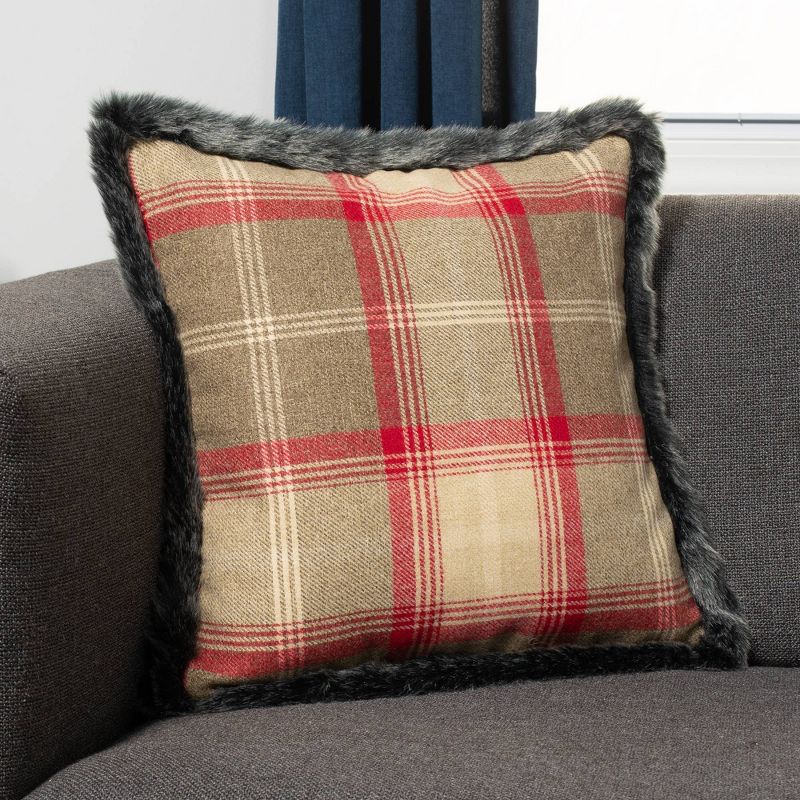 20"x20" Oversize Gentry Plaid Square Throw Pillow Red/Natural - Sure Fit