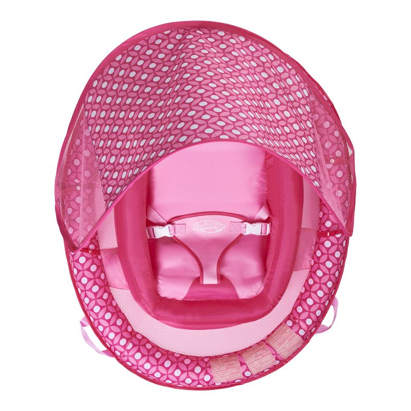 SwimWays Infant Baby Inflatable Swimming Pool Spring Float with Shade Canopy and 3 Point Harness for Ages 3 to 9 Months, Pink Flower (2 Pack)