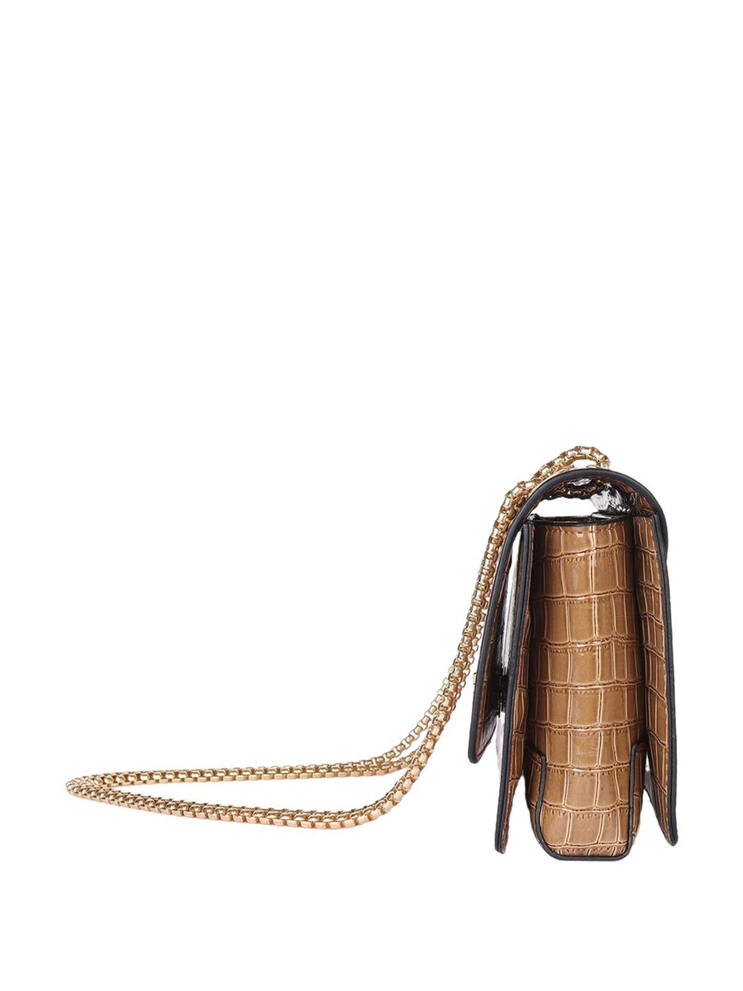 Carlton London Tan Textured Medium Sling Handbag