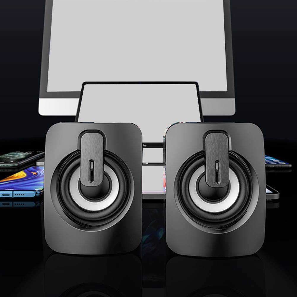 FRCOLOR  Computer Speaker Wired Desktop Luminous Game Mini Speaker With 3.5mm Audio Plug USB Colorful Light Speaker-Colorful Light Version