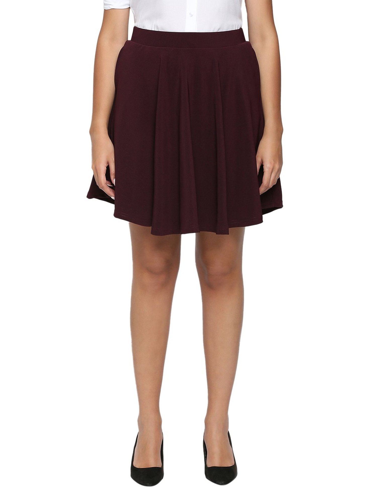 Smarty Pants Maroon Cotton Mini Skirt