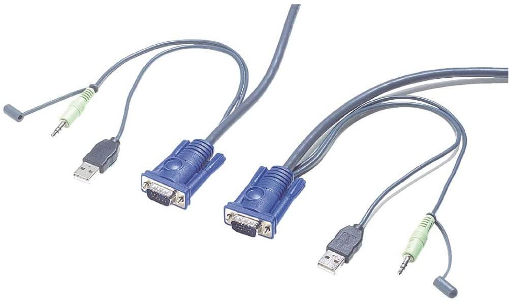 ATEN 2-Port USB 2.0 VGA Cable Built-in KVM Switch with Audio Support CS62U (Gray)