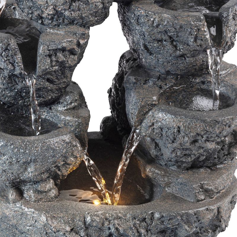 Alpine 14" Multi Tiered Cascading LED Fountain Gray
