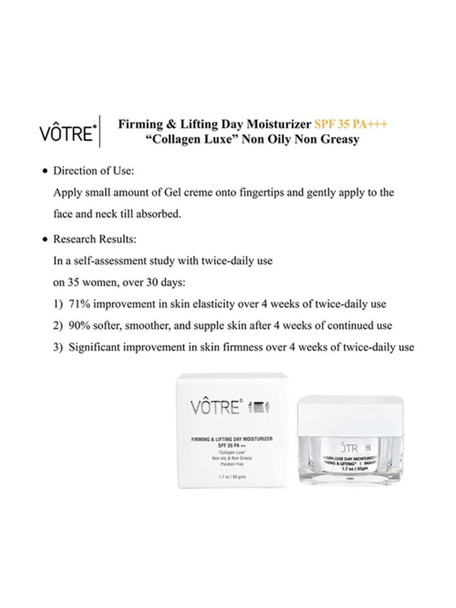 Votre Firming & Lifting Day Moisturiser SPF 35 PA+++ Collagen Luxe - 50 gm