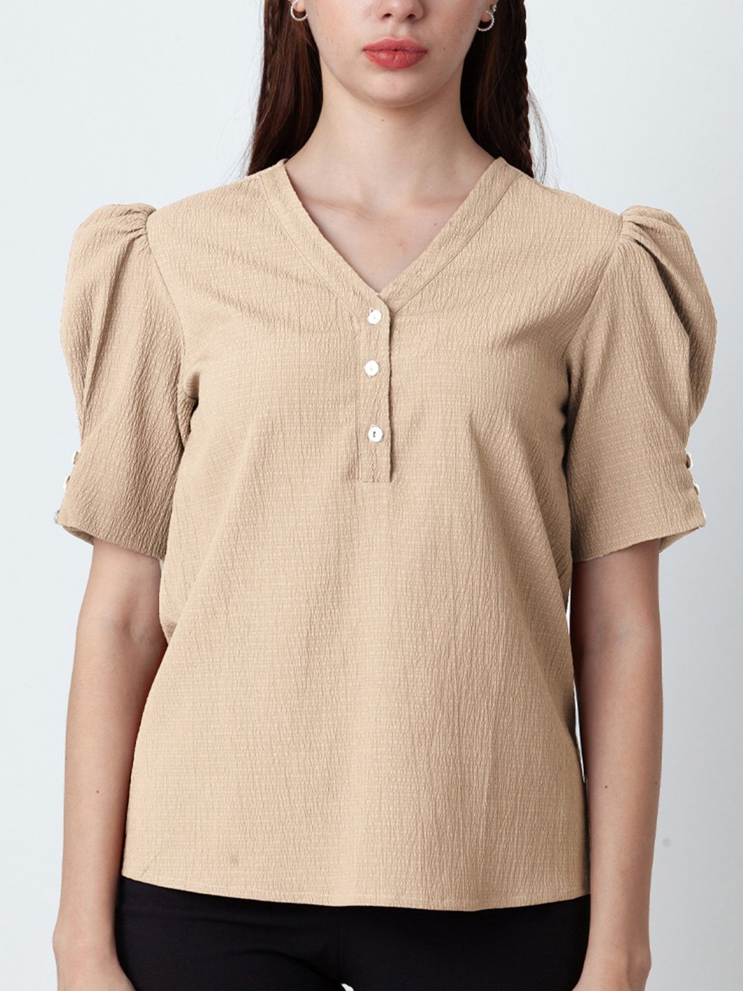 Zink London Beige Regular Fit Top