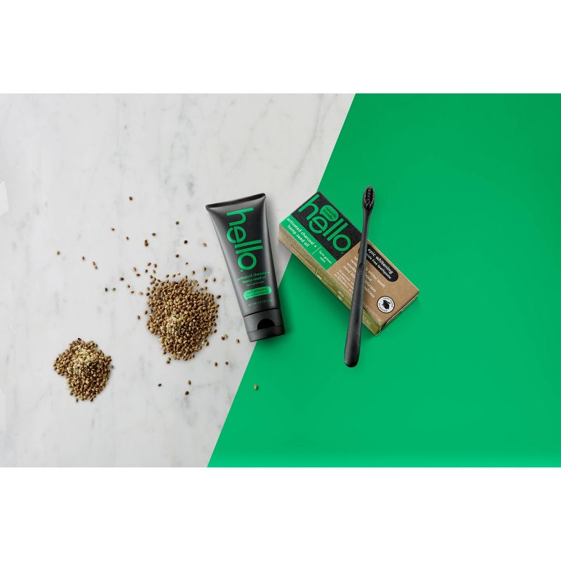 hello Activated Charcoal and Hemp Fluoride Free Toothpaste , sls Free and Vegan , 4oz