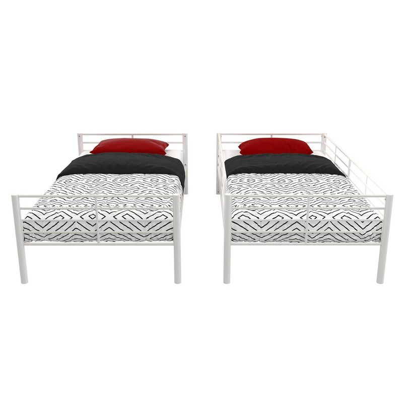 Twin Over Twin Convertible Metal Bunk Bed White - Room & Joy