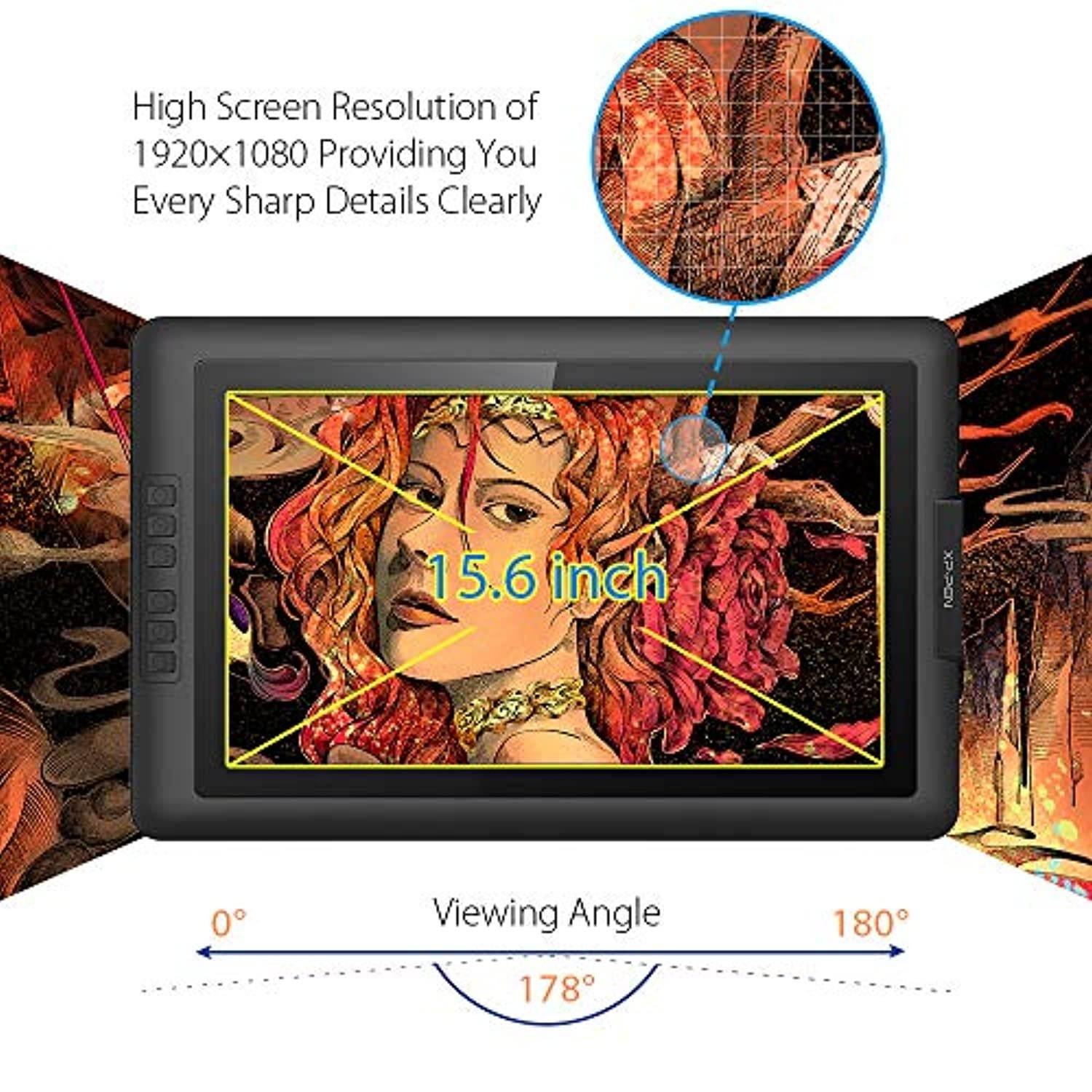 XP-Pen Artist15.6 15.6 Inch IPS Drawing Monitor Pen Display Graphics Digital Monitor with Battery-Free Passive Stylus (8192 Levels Pressure) (Artist15.6)