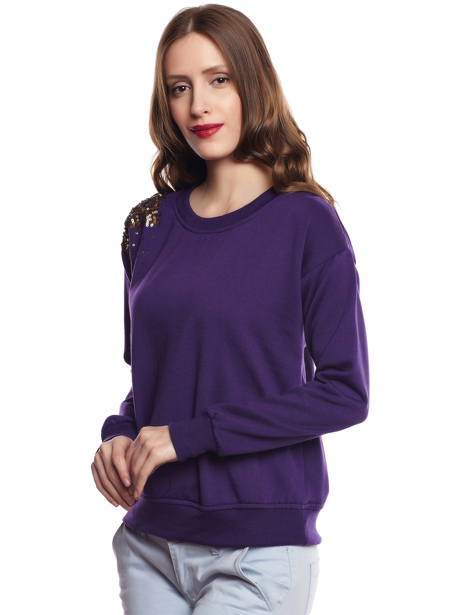 Belle Fille Purple Embellished Sweatshirt