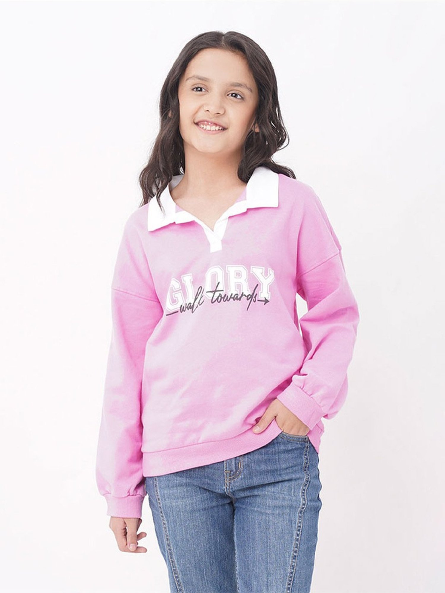 Edheads Kids Pink Cotton Printed Full Sleeves Sweatshirt