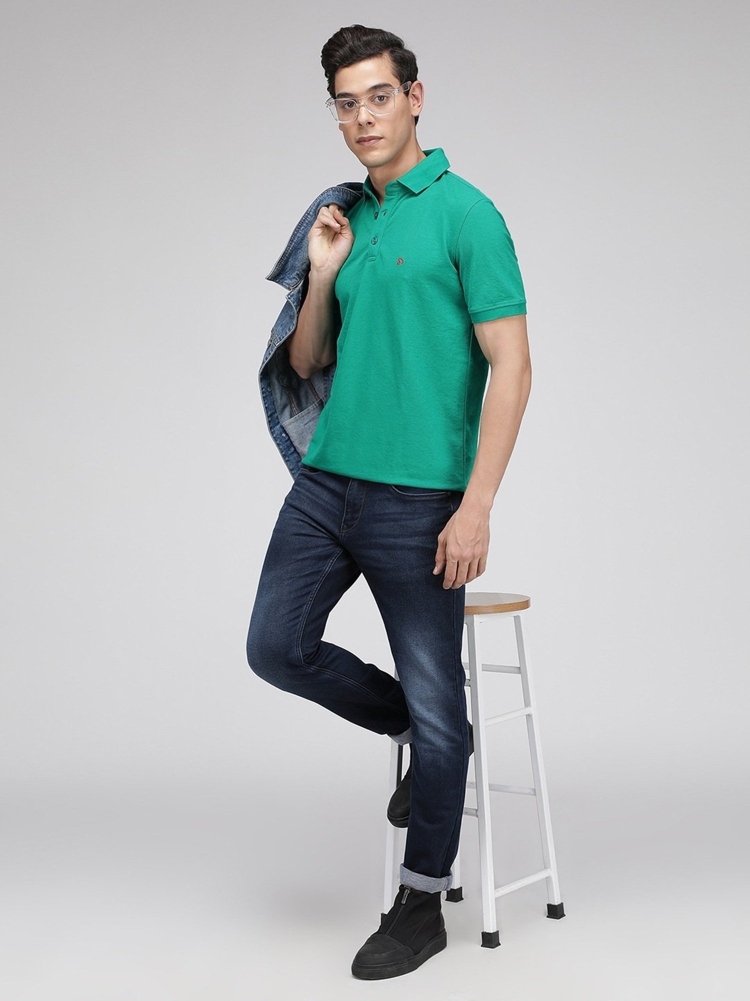 Sporto Teal Green Regular Fit Polo T-Shirt