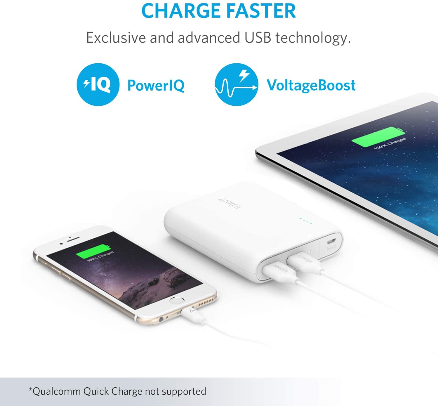 Power Bank, Anker PowerCore 13000 Portable Charger - Compact 13000mAh 2-Port with PowerIQ and VoltageBoost Technology for iPhone, iPad, Samsung Galaxy (Black)