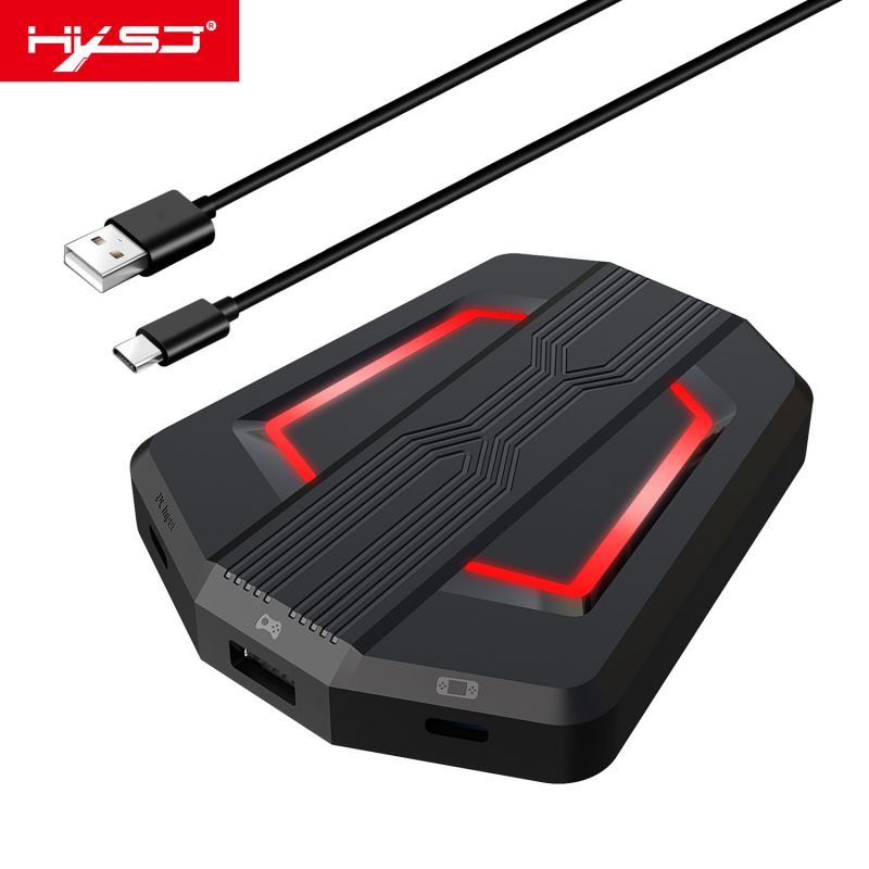 HXSJ P6 Gaming Keyboard and Mouse Adapter for PS4/Xbox One/Xbox 360/PS3/Nintendo Switch, RGB Gaming Combo for Game Console