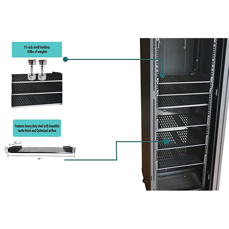 Shelf Universal Cantilever Vented 1U Tray for 19inch Server s and Cabinets Premium Heavy Duty Cold Rolled Steel Designed to Hold Network and AV Equipment