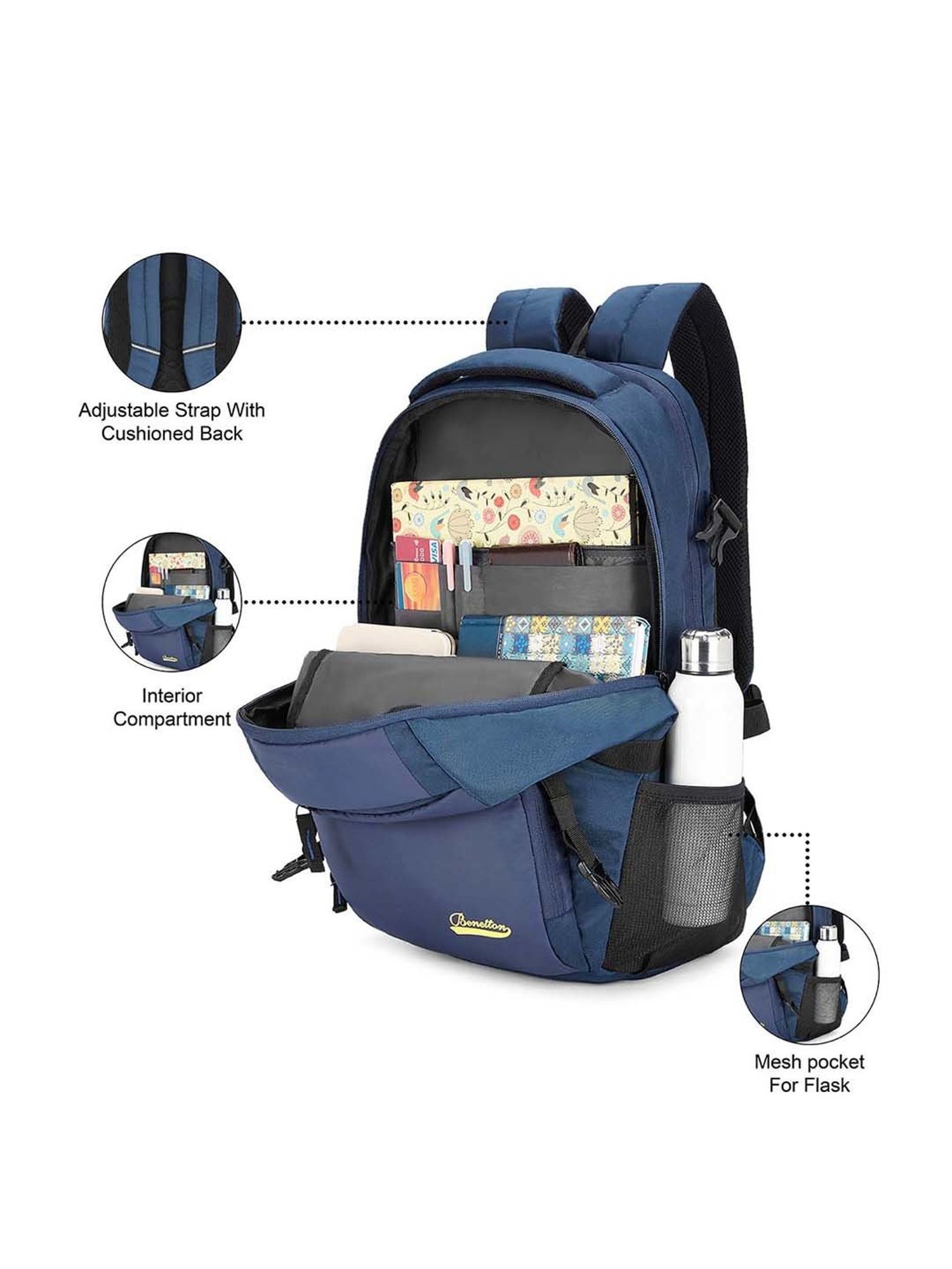 United Colors of Benetton Kenzo 32 Ltrs Navy Medium Laptop Backpack