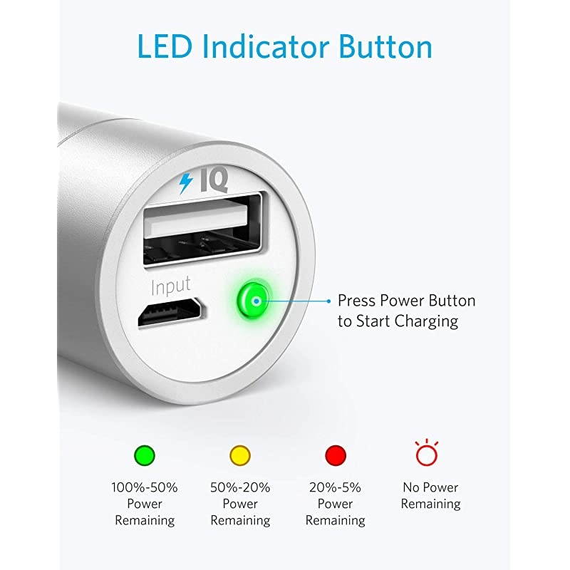PowerCore+ Mini, 3350mAh Lipstick-Sized Portable Charger (Premium Aluminum Power Bank), One of The Most Compact External Batteries, Compatible with iPhone Xs/XR, Android Smartphones and More