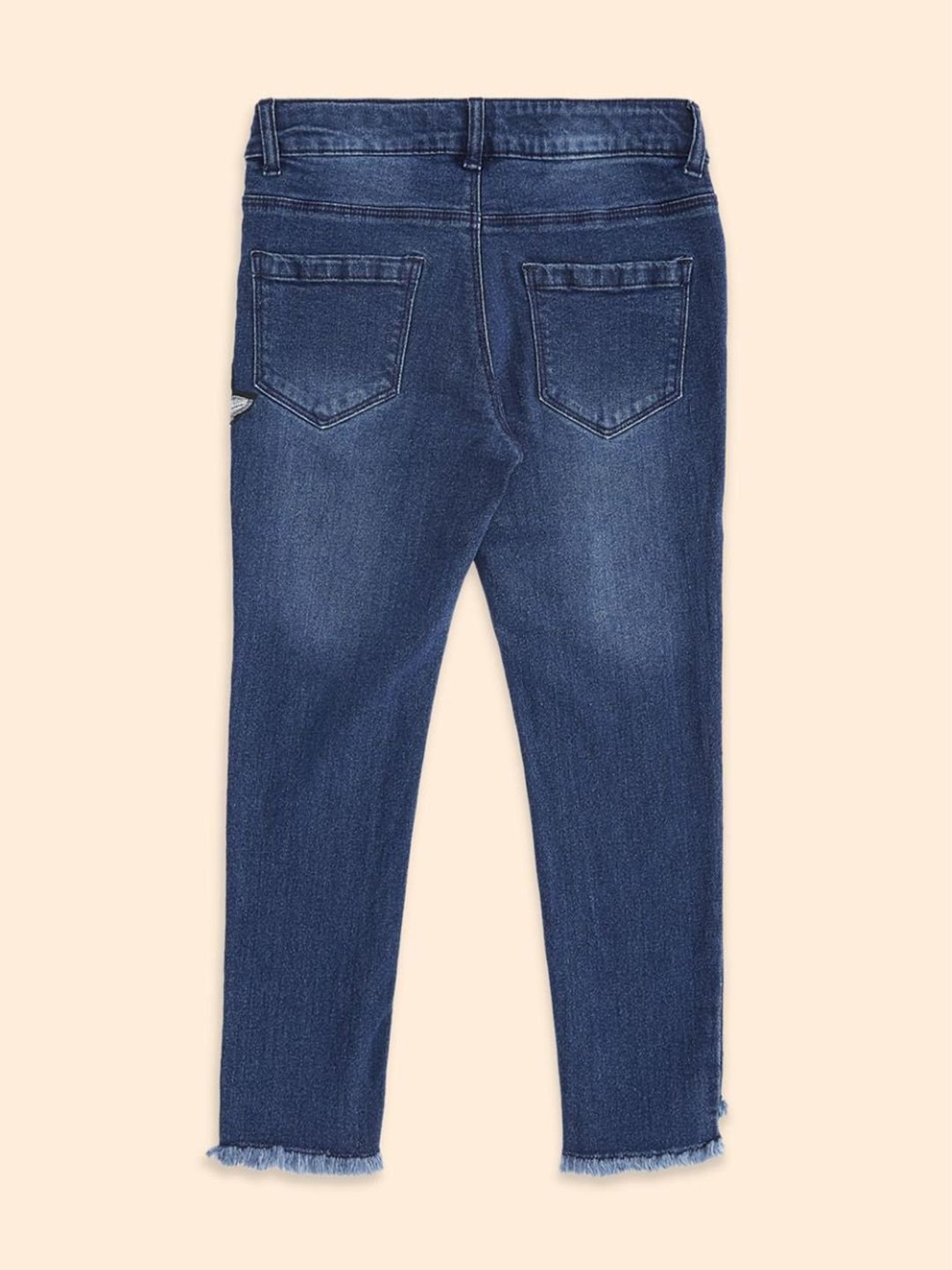 Pantaloons Junior Blue Cotton Embroidered Jeans