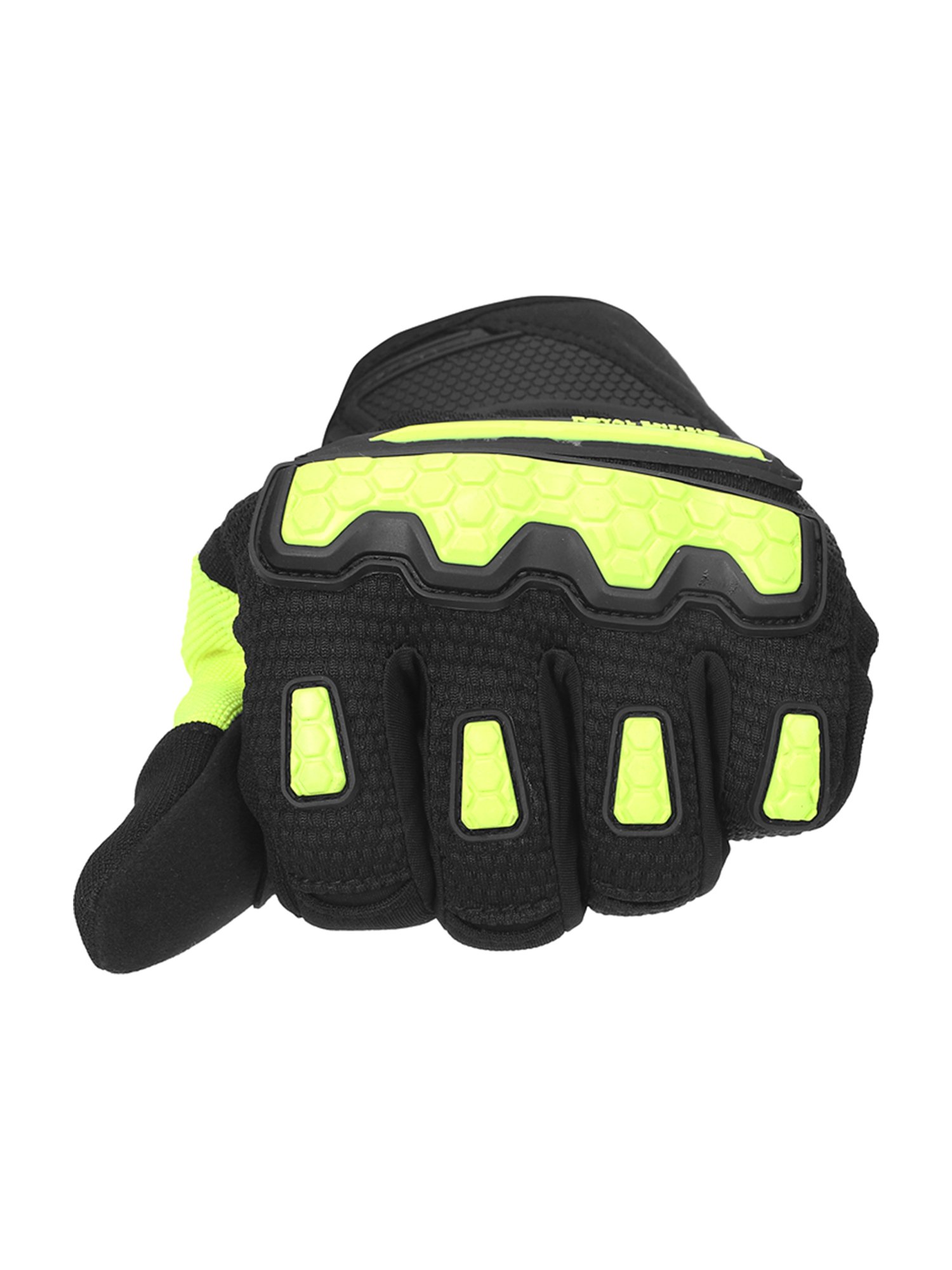 Royal Enfield Neon Green Textured Urban Hustler V2 Riding Gloves - L