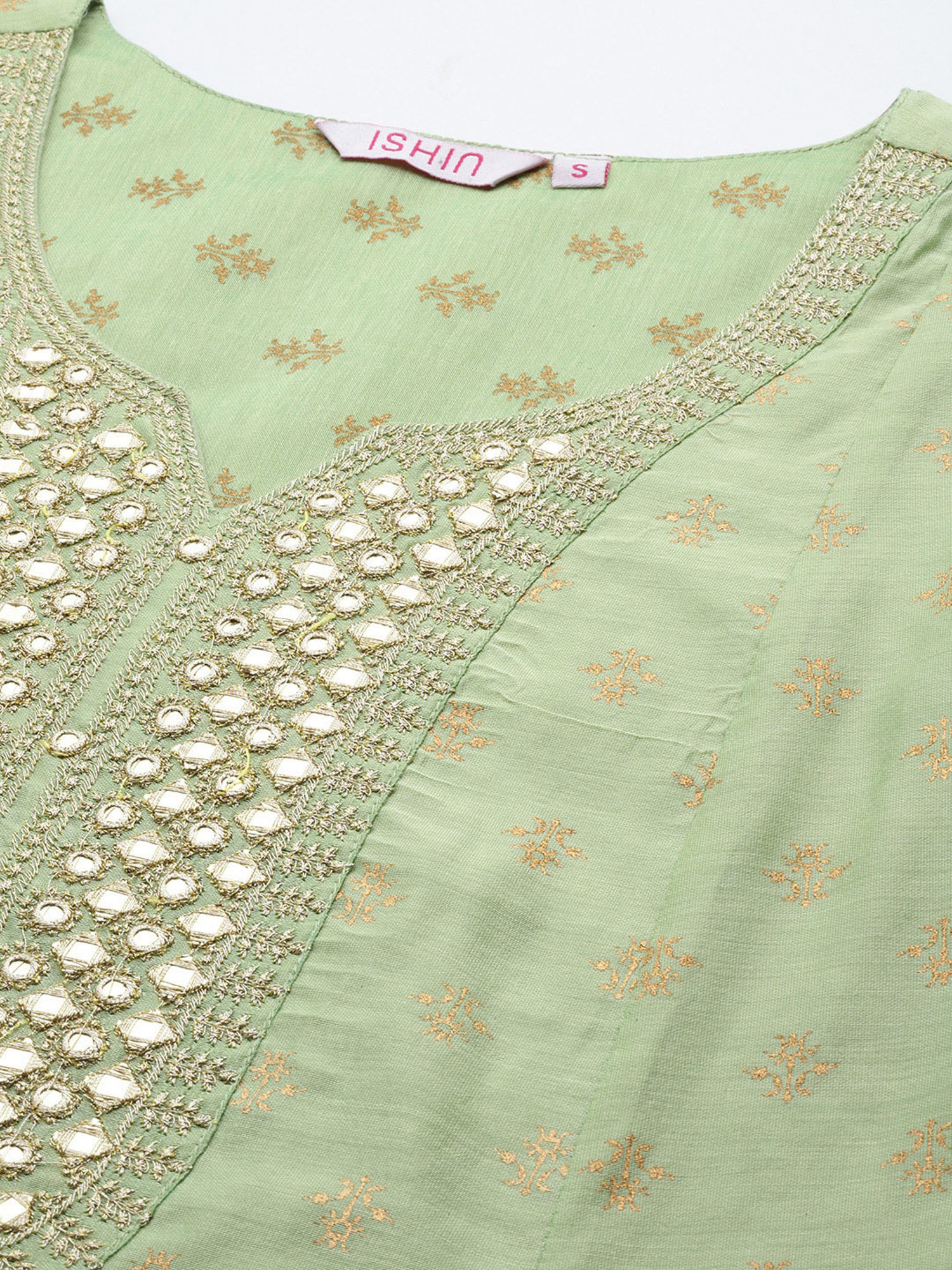 Ishin Green Printed Kurta With Pant & Dupatta